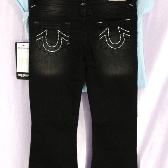 True Religion Kids 2PC Polo Shirt & Pants Set NWT Size M 5/6 Baby Blue Black - Picture 2 of 7